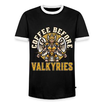 Valkyries Coffee Before Norse Goddess Coffee Lover - Männer Kontrast-T-Shirt - Schwarz/Weiß - Vorne - AI Model Female 172 light (172cm) & AI Model Male 178 light (178cm)