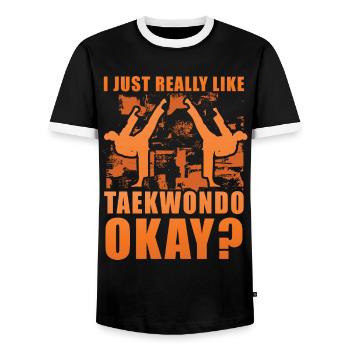 I just really like taekwondo okay? - Men's Ringer Shirt - black/white - Front - AI Model Female 172 light (172cm) & AI Model Male 178 light (178cm)