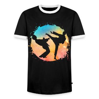 Taekwondo - Männer Kontrast-T-Shirt - Schwarz/Weiß - Vorne - AI Model Female 172 light (172cm) & AI Model Male 178 light (178cm)