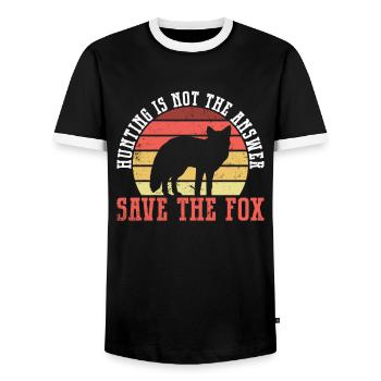 Accessoires de chasse anti-renards - T-shirt contrasté Homme - noir/blanc - Devant - AI Model Female 172 light (172cm) & AI Model Male 178 light (178cm)