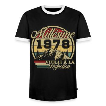 Millésime 1978, Cadeau D'anniversaire Vintage 1978 - T-shirt contrasté Homme - noir/blanc - Devant - AI Model Female 172 light (172cm) & AI Model Male 178 light (178cm)