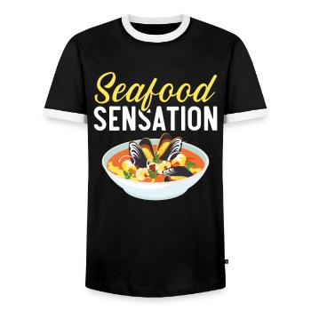 Cioppino Lover Foodie Nourriture Mer Américaine - T-shirt contrasté Homme - noir/blanc - Devant - AI Model Female 172 light (172cm) & AI Model Male 178 light (178cm)