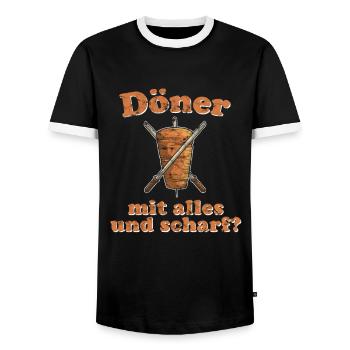 Döner mit alles und scharf - Männer Kontrast-T-Shirt - Schwarz/Weiß - Vorne - AI Model Female 172 light (172cm) & AI Model Male 178 light (178cm)