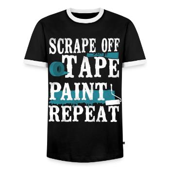 Peintre en bâtiment décorateur Gratter - T-shirt contrasté Homme - noir/blanc - Devant - AI Model Female 172 light (172cm) & AI Model Male 178 light (178cm)