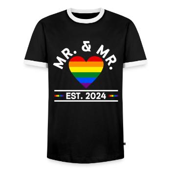 Mariage Gay Pride 2024 Mariage gay - T-shirt contrasté Homme - noir/blanc - Devant - AI Model Female 172 light (172cm) & AI Model Male 178 light (178cm)