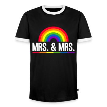 Gay Pride Hochzeit Lesben-Gay-Ehe - Männer Kontrast-T-Shirt - Schwarz/Weiß - Vorne - AI Model Female 172 light (172cm) & AI Model Male 178 light (178cm)
