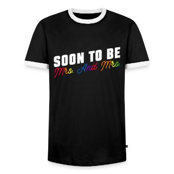 Gay Pride Hochzeit Lesben-Gay-Ehe - Männer Kontrast-T-Shirt - Schwarz/Weiß - Vorne - AI Model Female 172 light (172cm) & AI Model Male 178 light (178cm)