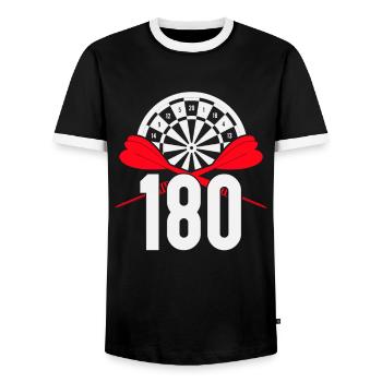 Fléchettes Jeu de fléchettes drôle Fléchettes 180 Joueurs de fléchettes - T-shirt contrasté Homme - noir/blanc - Devant - AI Model Female 172 light (172cm) & AI Model Male 178 light (178cm)