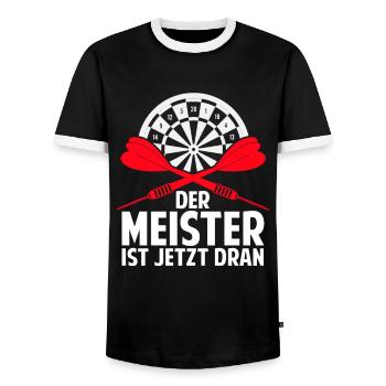 Lustige Darts und Dart Geschenke für Dartspieler - Männer Kontrast-T-Shirt - Schwarz/Weiß - Vorne - AI Model Female 172 light (172cm) & AI Model Male 178 light (178cm)
