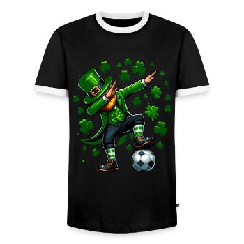 St Patrick's Day Irish Party Green Football - Men's Ringer Shirt - black/white - Front - AI Model Female 172 light (172cm) & AI Model Male 178 light (178cm)