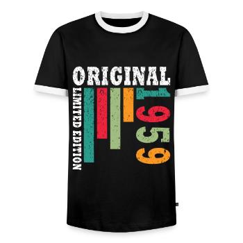 Vintage 1959 birthday - retro 1959 - Men's Ringer Shirt - black/white - Front - AI Model Female 172 light (172cm) & AI Model Male 178 light (178cm)