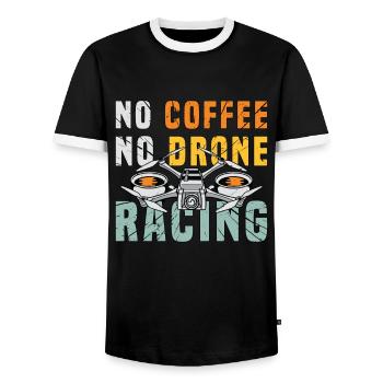 Amateur de course de drones Pas de café Pas d’amateur de café de drone - T-shirt contrasté Homme - noir/blanc - Devant - AI Model Female 172 light (172cm) & AI Model Male 178 light (178cm)