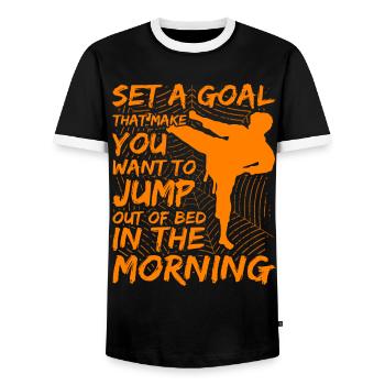 Fixez-vous un objectif qui vous donne envie de sauter du lit - T-shirt contrasté Homme - noir/blanc - Devant - AI Model Female 172 light (172cm) & AI Model Male 178 light (178cm)