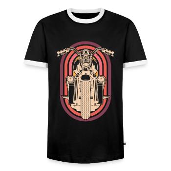 Motorcycle Biker Motorbike - Men's Ringer Shirt - black/white - Front - AI Model Female 172 light (172cm) & AI Model Male 178 light (178cm)