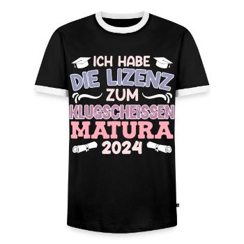Licence Maturantin à Clever-Ass Matura - T-shirt contrasté Homme - noir/blanc - Devant - AI Model Female 172 light (172cm) & AI Model Male 178 light (178cm)