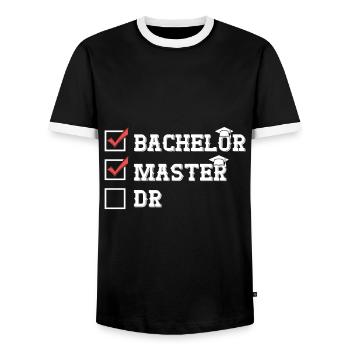 Bachelor Master Dr Master's degree completed - Men's Ringer Shirt - black/white - Front - AI Model Female 172 light (172cm) & AI Model Male 178 light (178cm)