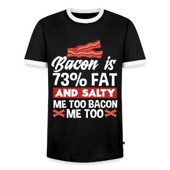 Bacon Bacon Lover Gift - Men's Ringer Shirt - black/white - Front - AI Model Female 172 light (172cm) & AI Model Male 178 light (178cm)