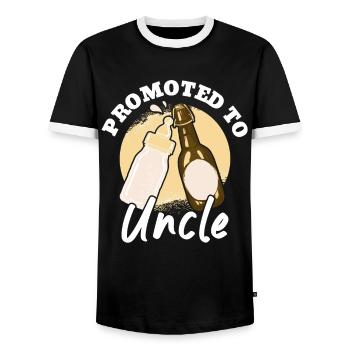 Promoted To Uncle 2024 - Männer Kontrast-T-Shirt - Schwarz/Weiß - Vorne - AI Model Female 172 light (172cm) & AI Model Male 178 light (178cm)