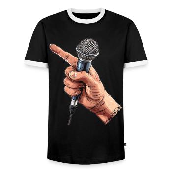 Poète Spoken Word Stand-up Comedian - T-shirt contrasté Homme - noir/blanc - Devant - AI Model Female 172 light (172cm) & AI Model Male 178 light (178cm)