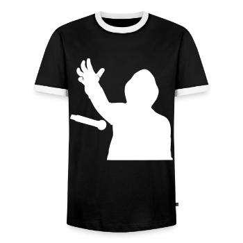 Poète Spoken Word Stand-up Comedian - T-shirt contrasté Homme - noir/blanc - Devant - AI Model Female 172 light (172cm) & AI Model Male 178 light (178cm)