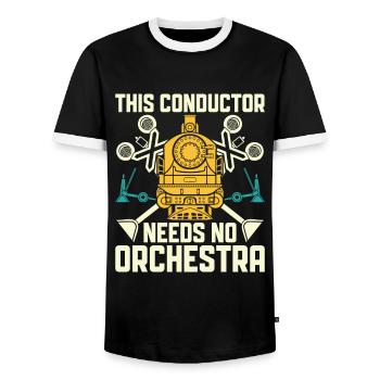 This Conductor needs no Orchestra - Zugführer - Männer Kontrast-T-Shirt - Schwarz/Weiß - Vorne - AI Model Female 172 light (172cm) & AI Model Male 178 light (178cm)