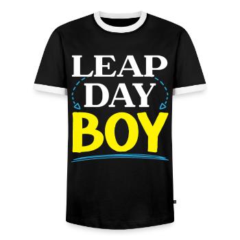 Happy Birthday Leap Year February 29 Leap Day - Men's Ringer Shirt - black/white - Front - AI Model Female 172 light (172cm) & AI Model Male 178 light (178cm)