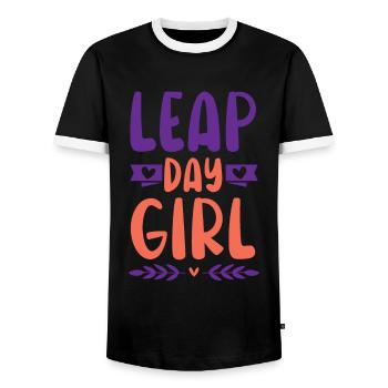 Happy Birthday Leap Year February 29 Leap Day - Men's Ringer Shirt - black/white - Front - AI Model Female 172 light (172cm) & AI Model Male 178 light (178cm)