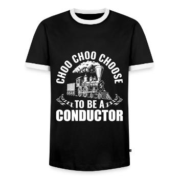 Choose to be a Conductor - Zugführer Lokführer - Männer Kontrast-T-Shirt - Schwarz/Weiß - Vorne - AI Model Female 172 light (172cm) & AI Model Male 178 light (178cm)