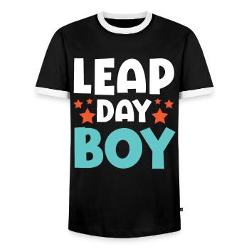 Happy Birthday Leap Year February 29 Leap Day - Men's Ringer Shirt - black/white - Front - AI Model Female 172 light (172cm) & AI Model Male 178 light (178cm)