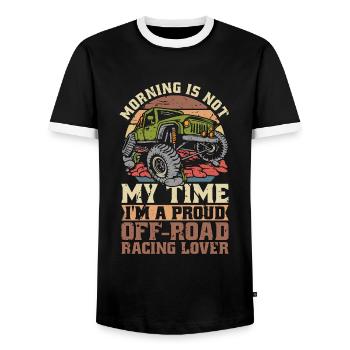 Off-Road Racing Lover Morning Is Not My Motocross - Men's Ringer Shirt - black/white - Front - AI Model Female 172 light (172cm) & AI Model Male 178 light (178cm)
