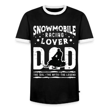 Amoureux des courses de motoneige Papa L’idole Snowboard - T-shirt contrasté Homme - noir/blanc - Devant - AI Model Female 172 light (172cm) & AI Model Male 178 light (178cm)