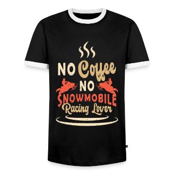 Snowmobile Racing No Coffee Motosport Coffee Lover - Men's Ringer Shirt - black/white - Front - AI Model Female 172 light (172cm) & AI Model Male 178 light (178cm)