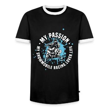 Snowmobile Racing Lover My Passion My Winter Sport - Männer Kontrast-T-Shirt - Schwarz/Weiß - Vorne - AI Model Female 172 light (172cm) & AI Model Male 178 light (178cm)