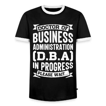 BWL Betriebswirtschaft Büro - Männer Kontrast-T-Shirt - Schwarz/Weiß - Vorne - AI Model Female 172 light (172cm) & AI Model Male 178 light (178cm)