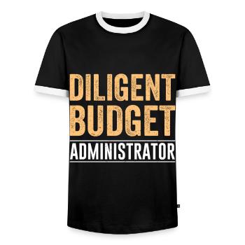 BWL Betriebswirtschaft Büro - Männer Kontrast-T-Shirt - Schwarz/Weiß - Vorne - AI Model Female 172 light (172cm) & AI Model Male 178 light (178cm)