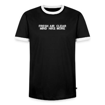 Wandern - Fresh air, clear mind, hike more - Männer Kontrast-T-Shirt - Schwarz/Weiß - Vorne - AI Model Female 172 light (172cm) & AI Model Male 178 light (178cm)