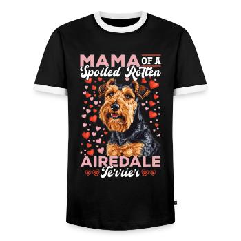 Maman chienne d’un terrier Airedale pourri gâté - T-shirt contrasté Homme - noir/blanc - Devant - AI Model Female 172 light (172cm) & AI Model Male 178 light (178cm)