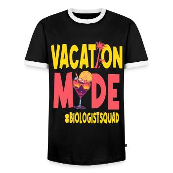 Biologist Vacation Vacy Mode Biologistsquad - Men's Ringer Shirt - black/white - Front - AI Model Female 172 light (172cm) & AI Model Male 178 light (178cm)