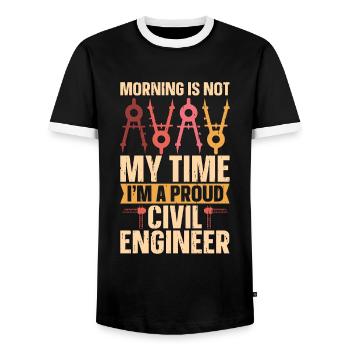 Civil Engineer Morning Is Not My Time Engineers - Männer Kontrast-T-Shirt - Schwarz/Weiß - Vorne - AI Model Female 172 light (172cm) & AI Model Male 178 light (178cm)