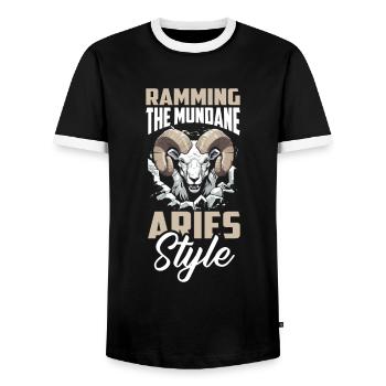 Bélier - T-shirt contrasté Homme - noir/blanc - Devant - AI Model Female 172 light (172cm) & AI Model Male 178 light (178cm)