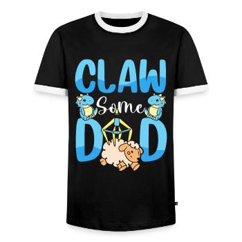 Claw Game Funny Claw Machine - Men's Ringer Shirt - black/white - Front - AI Model Female 172 light (172cm) & AI Model Male 178 light (178cm)