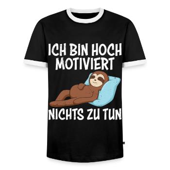 Lazy Colleague Am Highly Motivated To Do Nothing - Men's Ringer Shirt - black/white - Front - AI Model Female 172 light (172cm) & AI Model Male 178 light (178cm)