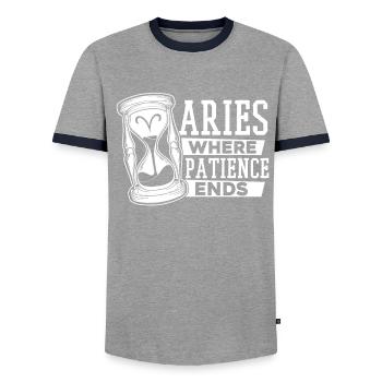 Astrologie Bélier - T-shirt contrasté Homme - gris/marine  - Devant - AI Model Female 172 light (172cm) & AI Model Male 178 light (178cm)