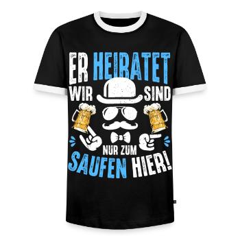 Junggesellenabschied T-Shirt Männer JGA Poltern - Männer Kontrast-T-Shirt - Schwarz/Weiß - Vorne - AI Model Female 172 light (172cm) & AI Model Male 178 light (178cm)