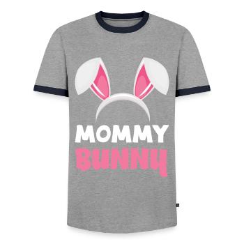 Maman lapin Pâques lapin oreilles de Pâques - T-shirt contrasté Homme - gris/marine  - Devant - AI Model Female 172 light (172cm) & AI Model Male 178 light (178cm)