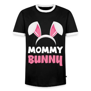 Mommy Bunny Easter Bunny Ears Easter - Men's Ringer Shirt - black/white - Front - AI Model Female 172 light (172cm) & AI Model Male 178 light (178cm)