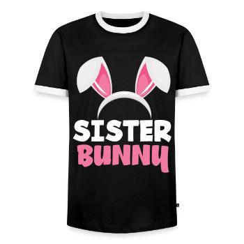 Sister Bunny Easter Bunny Ears Easter - Men's Ringer Shirt - black/white - Front - AI Model Female 172 light (172cm) & AI Model Male 178 light (178cm)
