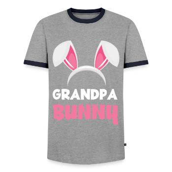 Grand-père Lapin Oreilles de Lapin de Pâques - T-shirt contrasté Homme - gris/marine  - Devant - AI Model Female 172 light (172cm) & AI Model Male 178 light (178cm)