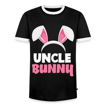 Uncle Bunny Easter Bunny Ears Easter - Men's Ringer Shirt - black/white - Front - AI Model Female 172 light (172cm) & AI Model Male 178 light (178cm)