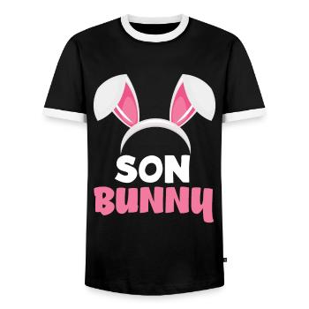 Son Bunny Easter Bunny Ears Easter - Men's Ringer Shirt - black/white - Front - AI Model Female 172 light (172cm) & AI Model Male 178 light (178cm)